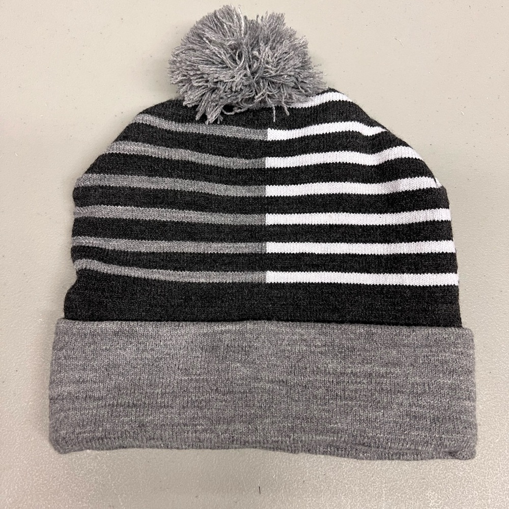 Striped Gray and Black Beanie